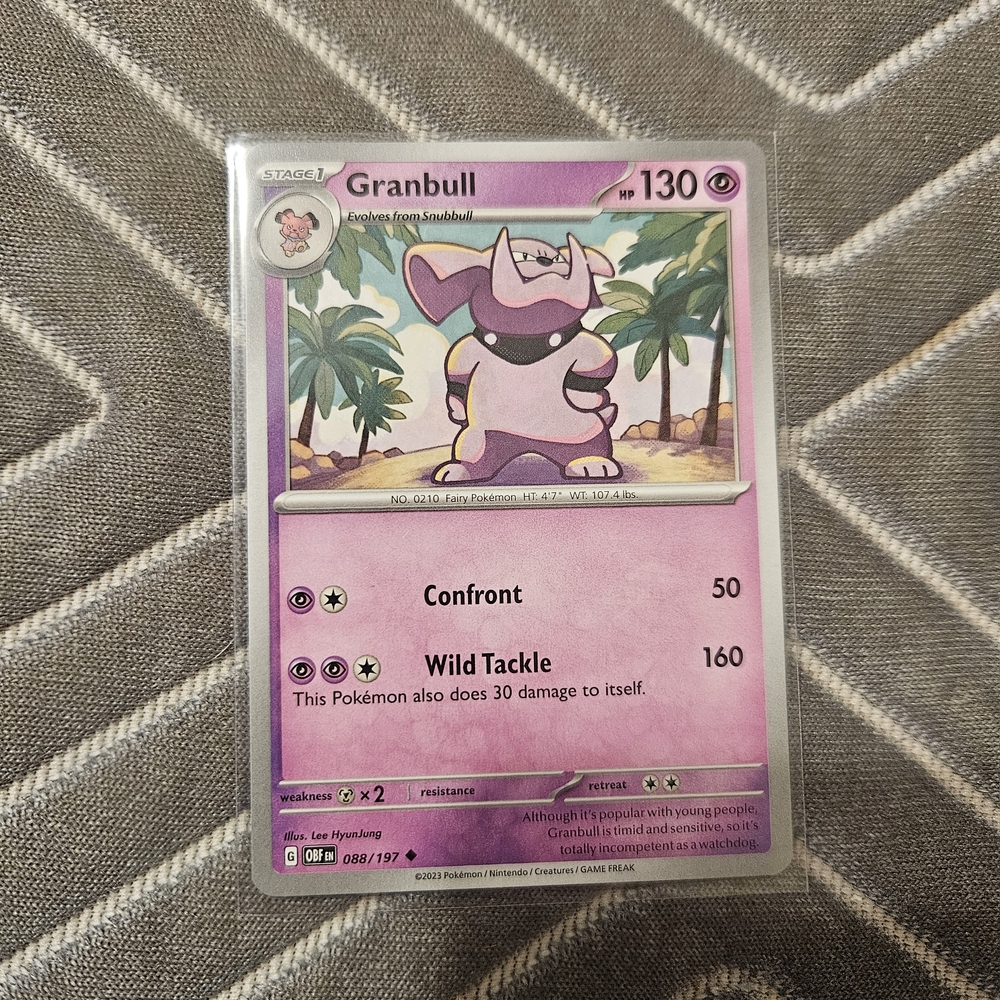 Pokemon Granbull Card - Pink and Purple